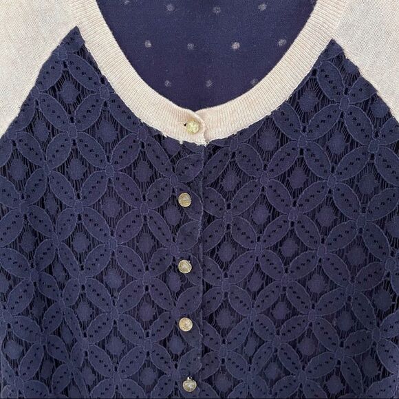 Charlotte Tarantola Lace Front Polka Dot Cardigan Size Medium - Picture 2 of 7
